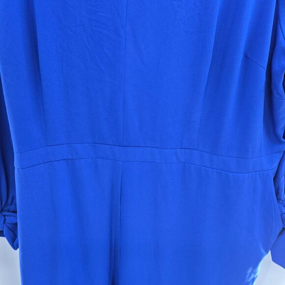 Eloquii Royal Blue Jumpsuit Back Key-Hole Front Tie-Long Sleeve Wide Leg Size 26 - Picture 8 of 11